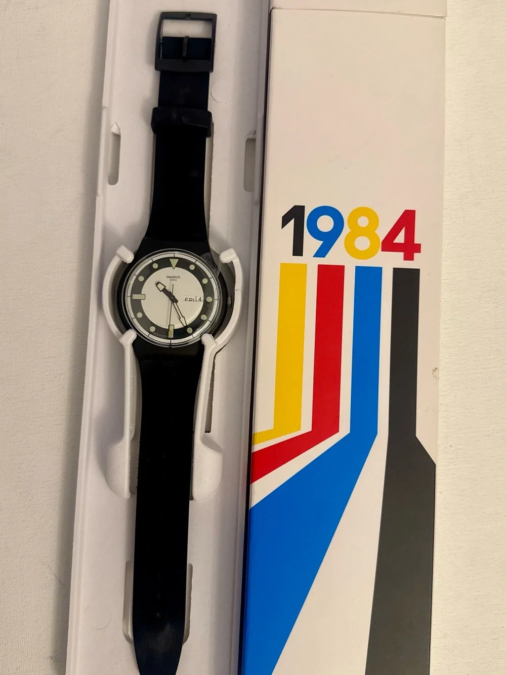 Swatch 1984 Reissue Watch, Black Diver, Waterproof, Bio-Sourced Material - NIB
